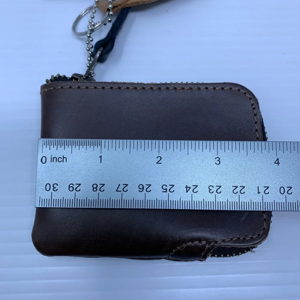 Hide & Drink Unisex OS Brown Leather Zippered Coin Purse Wallet Keychain Set